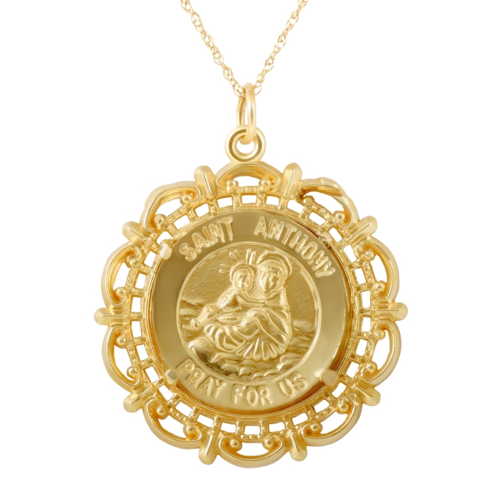 14k Yellow Gold St. Anthony Medal Pendant 1